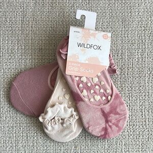 Wildfox Pink Grip Socks 3-Pack